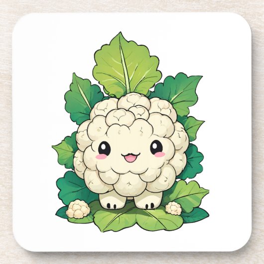 Kawaii Blumenkohl Getränkeuntersetzer (Vorderseite)
