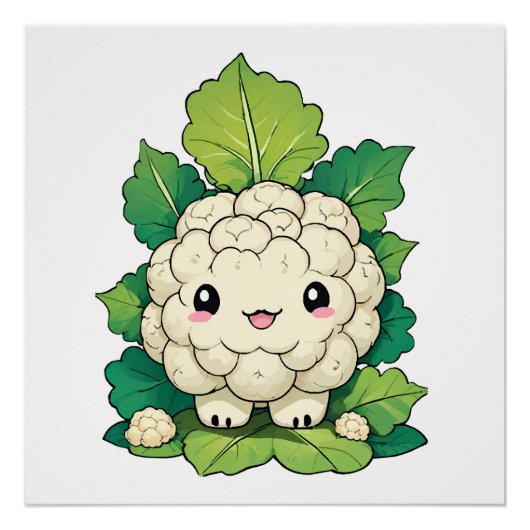 Kawaii Blumenkohl Poster (Vorderseite)