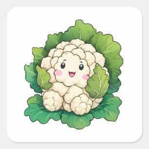 Kawaii Blumenkohl Quadratischer Aufkleber