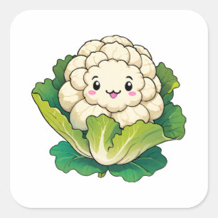 Kawaii Blumenkohl Quadratischer Aufkleber