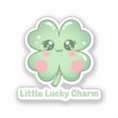 Kawaii Blushing Four Leaf Clover Lucky Charm Aufkleber (Vorderseite)