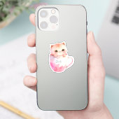 Kawaii Blushing Pink Chibi Cat Aufkleber (Telefon)
