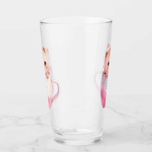 Kawaii Blushing Pink Chibi Cat Glas (Links)