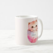 Kawaii Blushing Pink Chibi Cat Kaffeetasse (VorderseiteRechts)