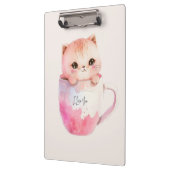 Kawaii Blushing Pink Chibi Cat Klemmbrett (Links)