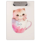 Kawaii Blushing Pink Chibi Cat Klemmbrett (Vorderseite)