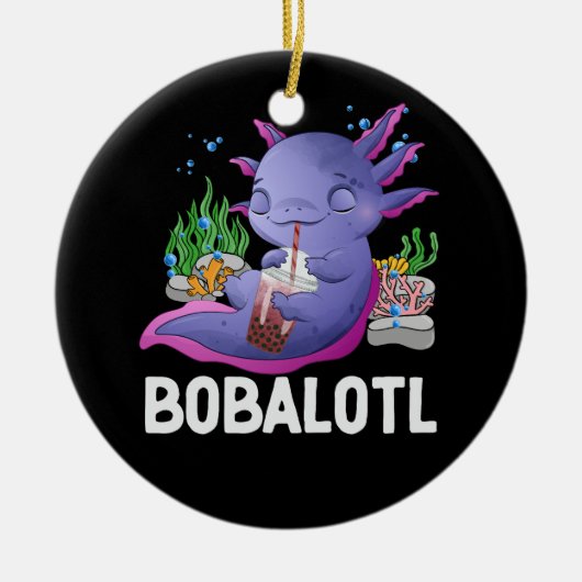 Kawaii Boba Axolotl Bobalotl Bubble Tee Japanische Keramik Ornament (Vorne)