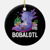 Kawaii Boba Axolotl Bobalotl Bubble Tee Japanische Keramik Ornament (Hinten)