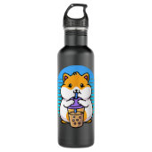 Kawaii Boba Hamster Taro Bubble Pearl Milk Tee Edelstahlflasche (Vorderseite)