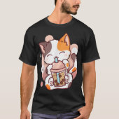 Kawaii Boba Katze Trinkt Bubble Tea Tee (Vorderseite)