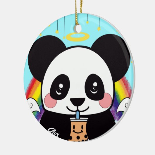 Kawaii Boba Panda Bear Keramik Ornament (Links)