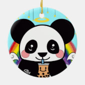 Kawaii Boba Panda Bear Keramik Ornament (Hinten)