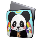 Kawaii Boba Panda Bear Square Sticker Laptopschutzhülle (Vorderseite Links)