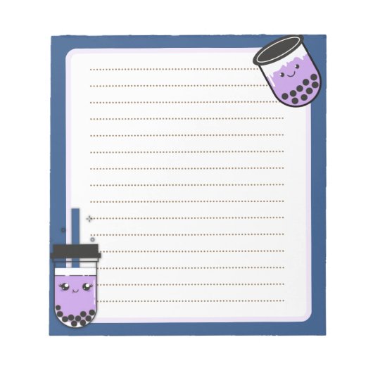 Kawaii Boba Tea Notepad Notizblock (Vorderseite)