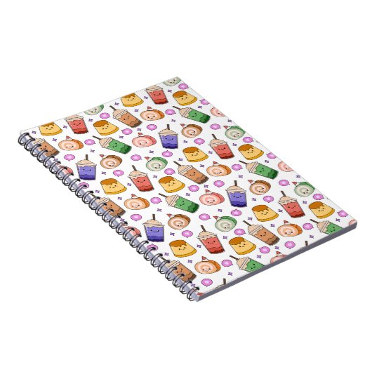 Kawaii Boba Tea Pattern Notizblock (Rechte Seite)
