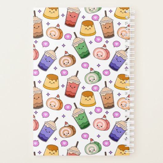 Kawaii Boba Tea Pattern Planer (Rückseite)