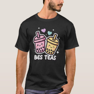 Kawaii-Boba-Tee 'Bes Teas' Freundschaft Rosa Gelb T-Shirt