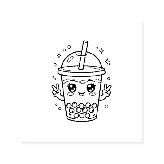 Kawaii-Boba-Tee-Färbung Permastempel (Design)