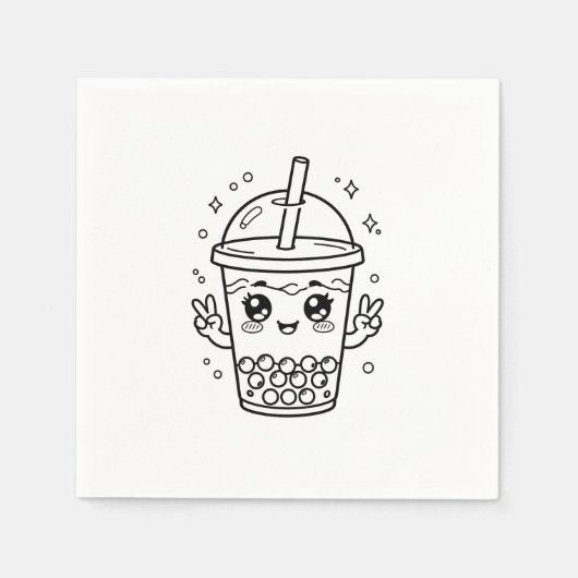 Kawaii-Boba-Tee-Färbung Serviette (Vorderseite)