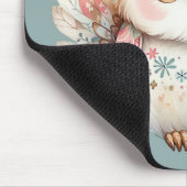Kawaii Boho Owl Illustration Blue Mousepad (Ecke)