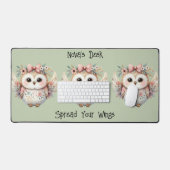 Kawaii Boho Owl Illustration Green Schreibtischunterlage (Tastatur & Maus)