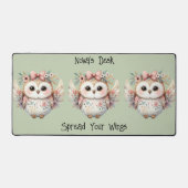 Kawaii Boho Owl Illustration Green Schreibtischunterlage (Vorderseite)