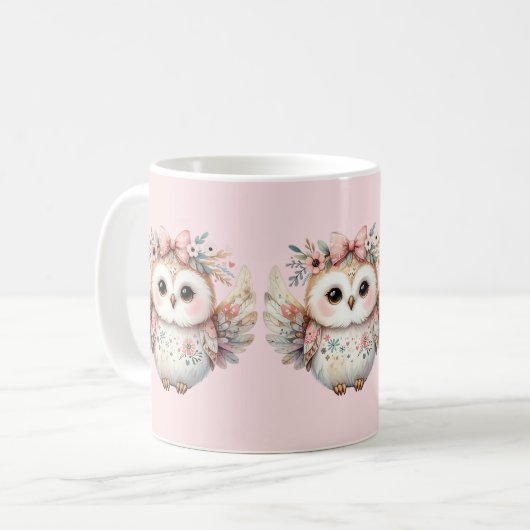 Kawaii Boho Owl Illustration Kaffeetasse (Vorderseite Links)