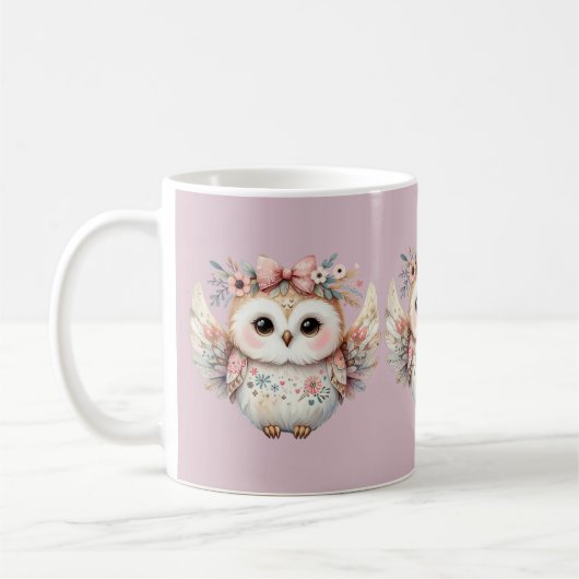 Kawaii Boho Owl Illustration Kaffeetasse (Links)