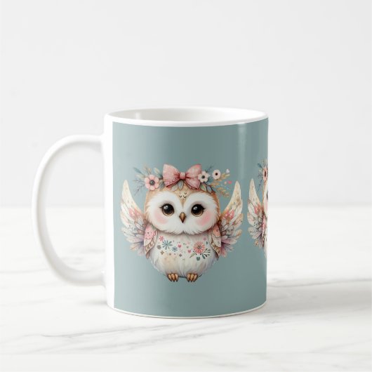 Kawaii Boho Owl Illustration Kaffeetasse (Links)