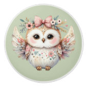 Kawaii Boho Owl Illustration Keramikknauf (Vorderseite)