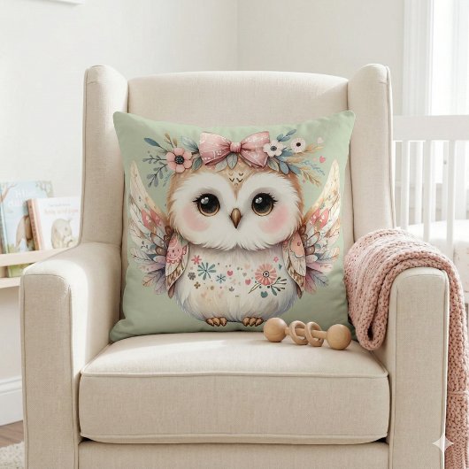 Kawaii Boho Owl Illustration Kissen