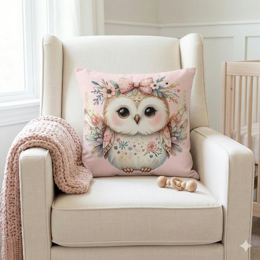 Kawaii Boho Owl Illustration Kissen