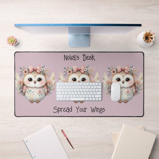 Kawaii Boho Owl Illustration Lavender Schreibtischunterlage (Büro 1)