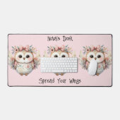 Kawaii Boho Owl Illustration Pink Schreibtischunterlage (Tastatur & Maus)