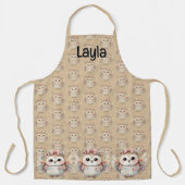 Kawaii Boho Owl Illustration Taupe Schürze (Vorderseite)