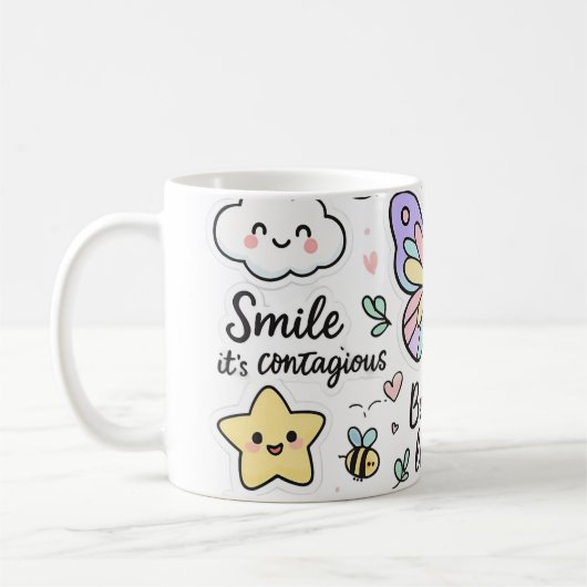 Kawaii-Boho Schmetterlingsticker Kaffeetasse (Links)