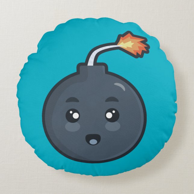 Kawaii Bombe Rundes Kissen (Vorderseite)