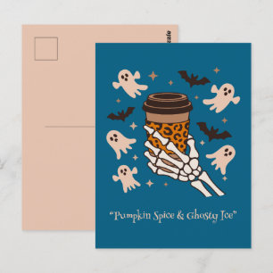 Kawaii boo, niedlicher, spukhafter Halloween Postkarte