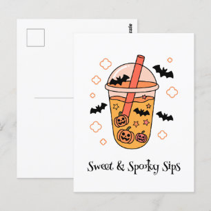Kawaii boo, niedlicher, spukhafter Halloween Postkarte