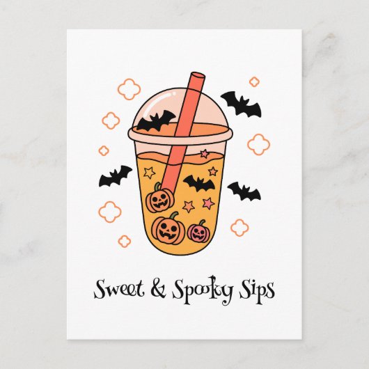 Kawaii boo, niedlicher, spukhafter Halloween Postkarte (Vorderseite)
