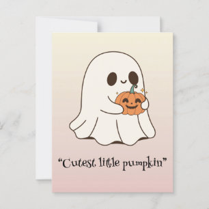Kawaii boo, niedlicher, spukhafter Halloween Postkarte