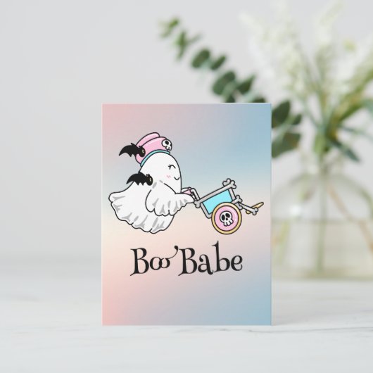 Kawaii boo, niedlicher, spukhafter Halloween Postkarte (Stehend Vorderseite)