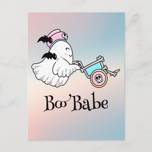 Kawaii boo, niedlicher, spukhafter Halloween Postkarte (Vorderseite)