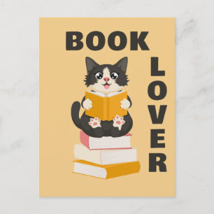 Kawaii Book Lover Back to School Cartoon Cat Reads Postkarte