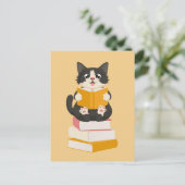 Kawaii Book Lover Cartoon Cat Reader Book Postkarte (Stehend Vorderseite)