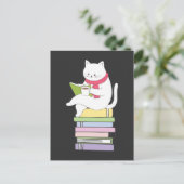 Kawaii Book Reader Cat Lover Tea Drinker Postkarte (Stehend Vorderseite)