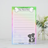 Kawaii Border-Collie-Briefpapier (Regenbogen) Briefpapier (Stehend Vorderseite)