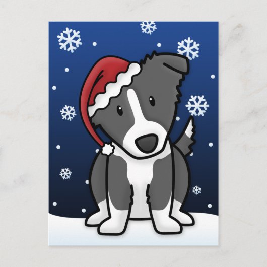 Kawaii Border Collie Weihnachtskarte Feiertagspostkarte (Vorderseite)