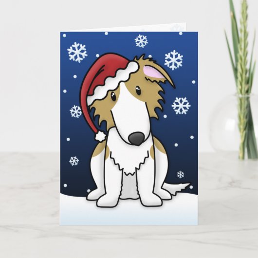 Kawaii Borzoi Weihnachtskarte Feiertagskarte (Vorderseite)