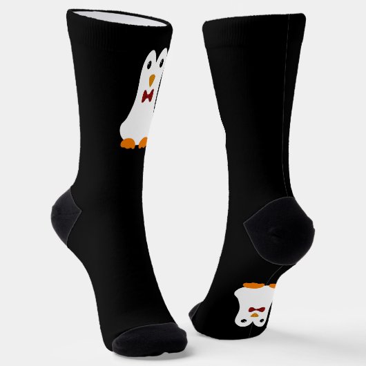 Kawaii Bow Krawatte Penguin Socken (Gewinkelt)